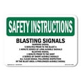 thumbnail image 1 of OSHA SAFETY INSTRUCTIONS Sign - Blasting Signals Warning Signal 5 Minutes | Plastic Sign | Protect Your Business, Work Site, Warehouse | Made in the USA, 1 of 5