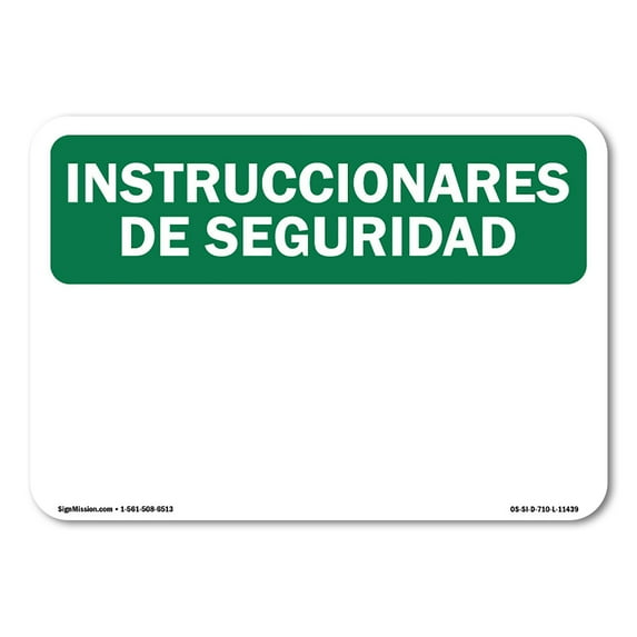 OSHA SAFETY INSTRUCTIONS Sign - INSTRUCCIONES DE SEGURIDAD | Plastic Sign | Protect Your Business, Work Site, Warehouse & Shop Area | Made in the USA