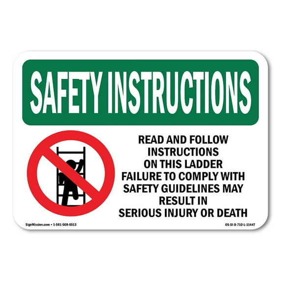 OSHA SAFETY INSTRUCTIONS Sign - Read And Follow Instructions With Symbol | Plastic Sign | Protect Your Business, Work Site, Warehouse | Made in the USA