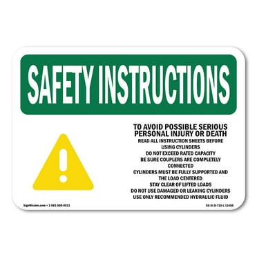 OSHA SAFETY INSTRUCTIONS Sign - To Avoid Possible Serious Personal With Symbol | Plastic Sign | Protect Your Business, Warehouse | Made in the USA