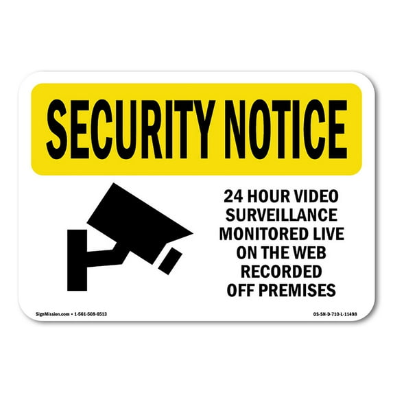 OSHA SECURITY NOTICE Sign - 24 Hour Video Surveillance | Plastic Sign | Protect Your Business, Construction Site, Warehouse & Shop Area | Made in the USA