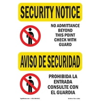 OSHA SECURITY NOTICE Sign - No Admittance Bilingual | Plastic Sign | Protect Your Business, Construction Site, Warehouse & Shop Area | Made in the USA
