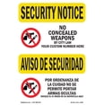 thumbnail image 1 of OSHA SECURITY NOTICE Sign - No Concealed Weapons Bilingual | Aluminum Sign | Protect Your Business, Work Site, Warehouse & Shop Area | Made in the USA, 1 of 6