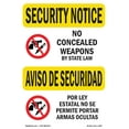 thumbnail image 1 of OSHA SECURITY NOTICE Sign - No Concealed Weapons Bilingual | Aluminum Sign | Protect Your Business, Work Site, Warehouse & Shop Area | Made in the USA, 1 of 6