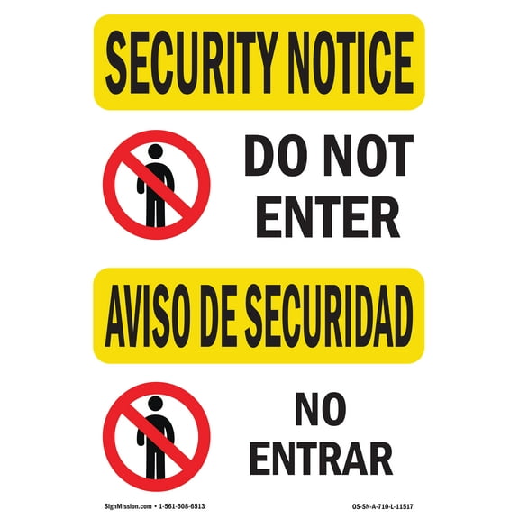 OSHA SECURITY NOTICE Sign - Do Not Enter | Decal | Protect Your Business, Construction Site, Warehouse & Shop Area | Made in the USA