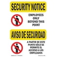 thumbnail image 1 of OSHA SECURITY NOTICE Sign - Employees Only Bilingual | Decal | Protect Your Business, Construction Site, Warehouse & Shop Area | Made in the USA, 1 of 5