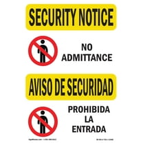 OSHA SECURITY NOTICE Sign - No Admittance Bilingual | Decal | Protect Your Business, Construction Site, Warehouse & Shop Area | Made in the USA