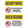 thumbnail image 1 of OSHA SECURITY NOTICE Sign - No Concealed Weapons Bilingual | Decal | Protect Your Business, Work Site, Warehouse & Shop Area | Made in the USA, 1 of 5