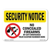 OSHA SECURITY NOTICE Sign - No Concealed Weapons By City | Decal | Protect Your Business, Work Site, Warehouse & Shop Area | Made in the USA