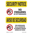 thumbnail image 1 of OSHA SECURITY NOTICE Sign - No Firearms By City Bilingual | Plastic Sign | Protect Your Business, Work Site, Warehouse & Shop Area | Made in the USA, 1 of 5