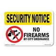 thumbnail image 1 of OSHA SECURITY NOTICE Sign - No Firearms By City Ordinance | Plastic Sign | Protect Your Business, Work Site, Warehouse & Shop Area | Made in the USA, 1 of 5
