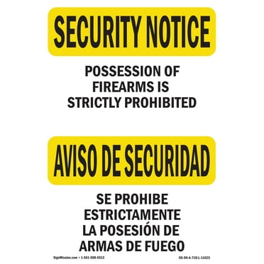 OSHA SECURITY NOTICE Sign - Possession Of FirearmsProhibited | Plastic Sign | Protect Your Business, Work Site, Warehouse & Shop Area | Made in the USA