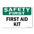 thumbnail image 1 of OSHA Safety First Sign - First Aid Kit | Plastic Sign | Protect Your Business, Work Site, Warehouse & Shop Area |  Made in the USA, 1 of 6