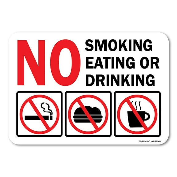 OSHA Sign - No Smoking Eating or Drinking with Graphic | Plastic Sign | Protect Your Business, Work Site, Warehouse & Shop Area |  Made in the USA