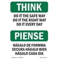 thumbnail image 1 of OSHA THINK Sign - Do It The Safe Way Bilingual | Decal | Protect Your Business, Construction Site, Warehouse & Shop Area | Made in the USA, 1 of 5