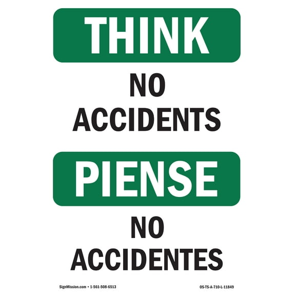 OSHA THINK Sign - No Accidents | Plastic Sign | Protect Your Business, Construction Site, Warehouse & Shop Area | Made in the USA
