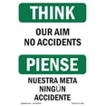 thumbnail image 1 of OSHA THINK Sign - Our Aim No Accidents Bilingual | Plastic Sign | Protect Your Business, Construction Site, Warehouse & Shop Area | Made in the USA, 1 of 5