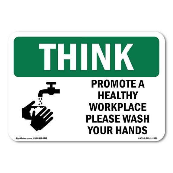 OSHA THINK Sign - Promote A Healthy Workplace With Symbol | Decal | Protect Your Business, Work Site, Warehouse & Shop Area | Made in the USA