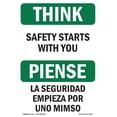 thumbnail image 1 of OSHA THINK Sign - Safety Starts With You Bilingual | Plastic Sign | Protect Your Business, Construction Site, Warehouse & Shop Area | Made in the USA, 1 of 5