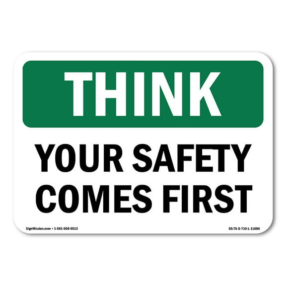 OSHA THINK Sign - Your Safety Comes First | Plastic Sign | Protect Your Business, Construction Site, Warehouse & Shop Area | Made in the USA