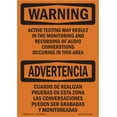thumbnail image 1 of OSHA WARNING Sign - Active Testing May Be Monitored Bilingual | Decal | Protect Your Business, Work Site, Warehouse & Shop Area | Made in the USA, 1 of 5