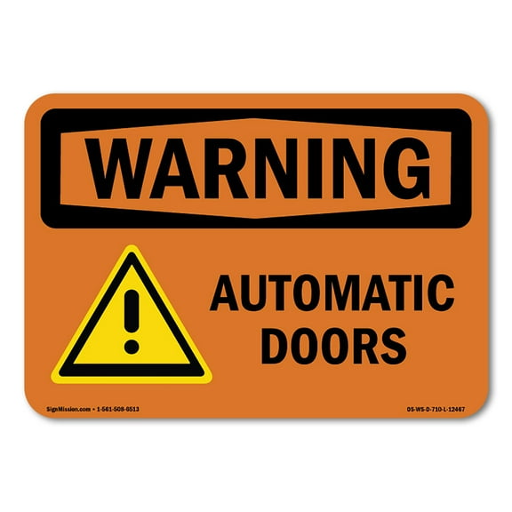 OSHA WARNING Sign - Automatic Doors | Plastic Sign | Protect Your Business, Construction Site, Warehouse & Shop Area | Made in the USA