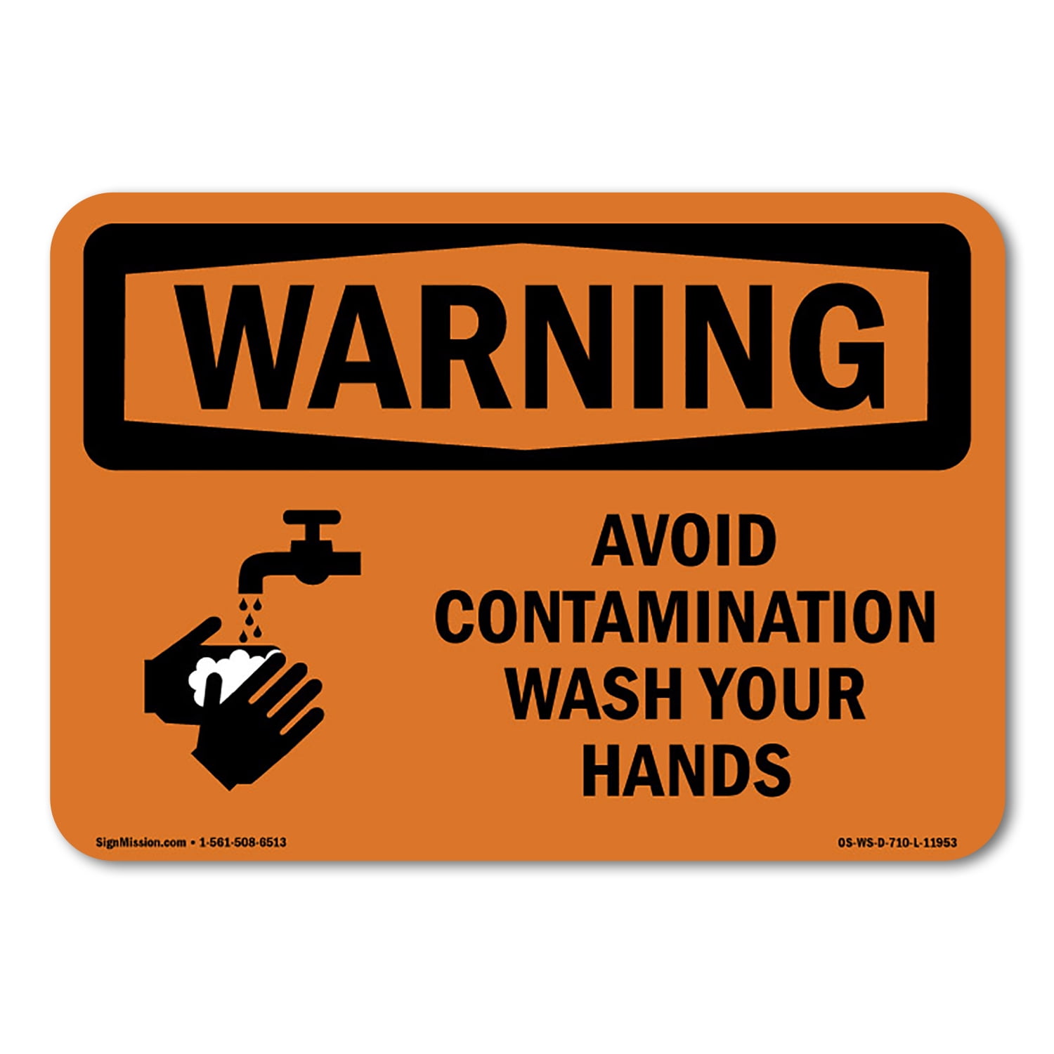 OSHA WARNING Sign - Avoid Contamination Wash Your Hands | Decal ...