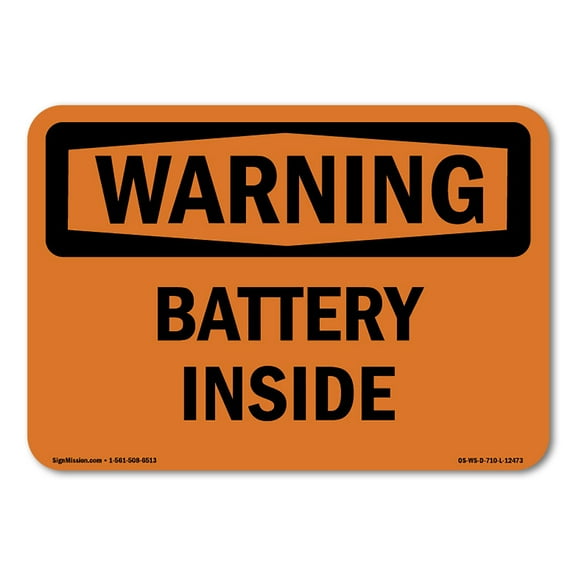 OSHA WARNING Sign - Battery Inside | Decal | Protect Your Business, Construction Site, Warehouse & Shop Area | Made in the USA