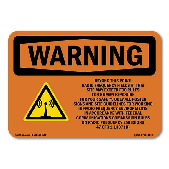 OSHA WARNING Sign - Beyond This Point Radio Frequency Fields | Plastic Sign | Protect Your Business, Work Site, Warehouse & Shop Area | Made in the USA