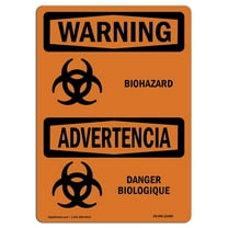 OSHA WARNING Sign - Biohazard Bilingual | Decal | Protect Your Business, Construction Site, Warehouse & Shop Area | Made in the USA