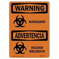 OSHA WARNING Sign - Biohazard Bilingual | Decal | Protect Your Business, Construction Site, Warehouse & Shop Area | Made in the USA