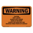 thumbnail image 1 of OSHA WARNING Sign - Caution Ship Ladder Always Face Ladder Going | Plastic Sign | Protect Your Business, Work Site, Warehouse | Made in the USA, 1 of 5