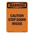 thumbnail image 1 of OSHA WARNING Sign - Caution Step Down Inside | Decal | Protect Your Business, Construction Site, Warehouse & Shop Area | Made in the USA, 1 of 5