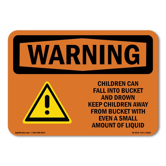 OSHA WARNING Sign - Children Can Fall Into With Symbol | Plastic Sign | Protect Your Business, Construction Site, Warehouse & Shop Area | Made in the USA