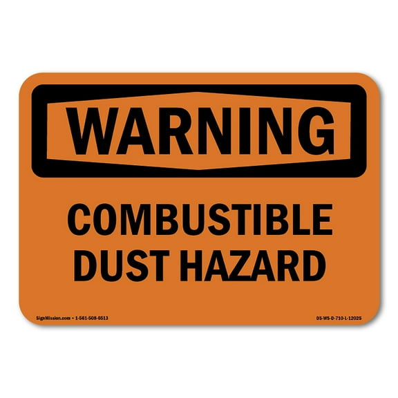 OSHA WARNING Sign - Combustible Dust Hazard | Decal | Protect Your Business, Construction Site, Warehouse & Shop Area | Made in the USA