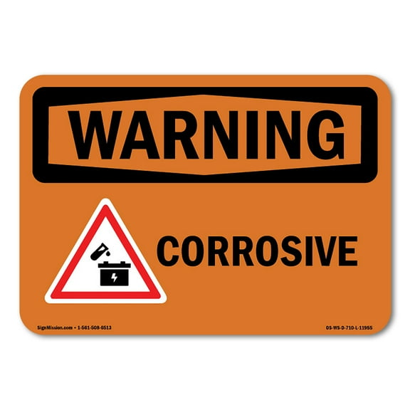 OSHA WARNING Sign - Corrosive | Plastic Sign | Protect Your Business, Construction Site, Warehouse & Shop Area | Made in the USA