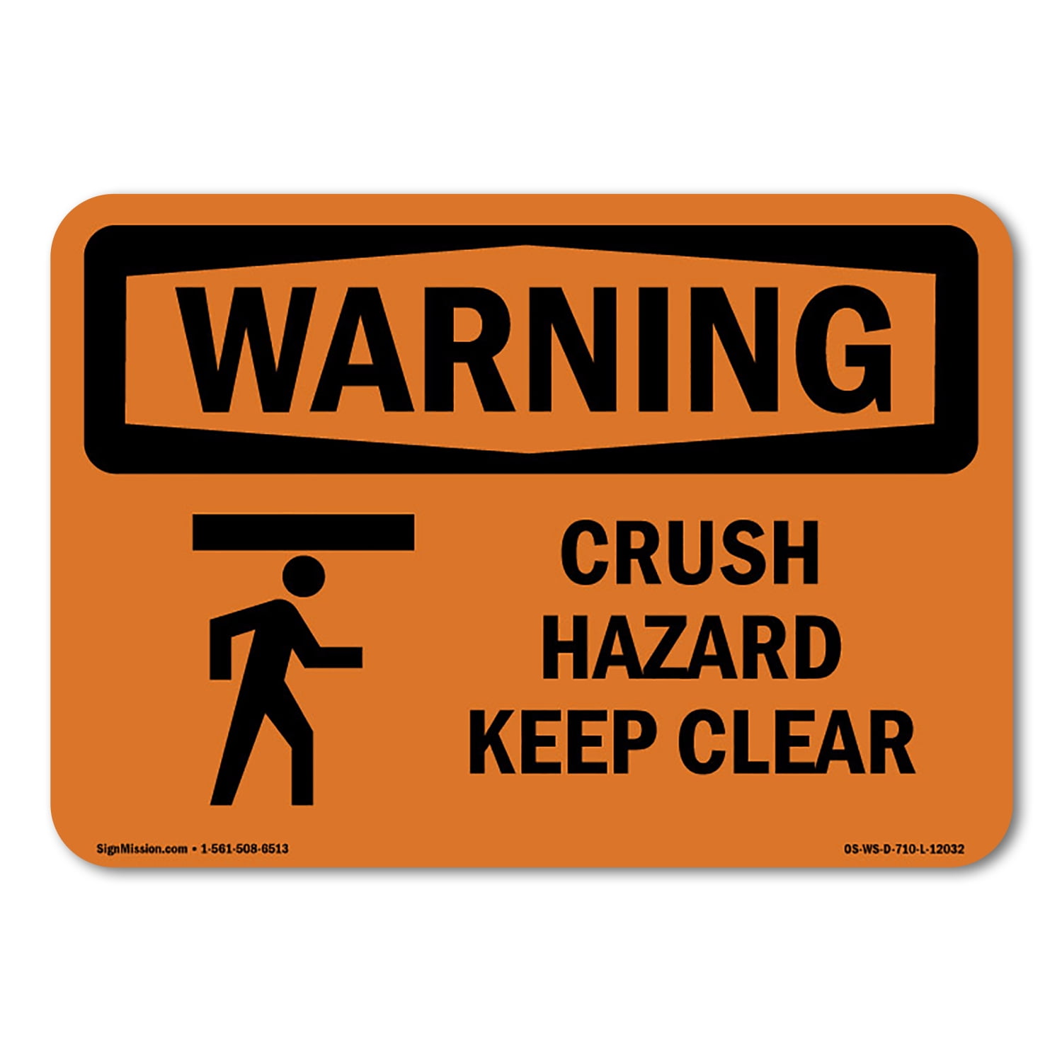 OSHA WARNING Sign Crush Hazard Keep Clear With Symbol Decal