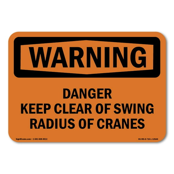 OSHA WARNING Sign - Danger Keep Clear Of Swing Radius | Plastic Sign | Protect Your Business, Construction Site, Warehouse & Shop Area | Made in the USA