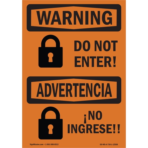 OSHA WARNING Sign - Do Not Enter | Plastic Sign | Protect Your Business, Construction Site, Warehouse & Shop Area | Made in the USA