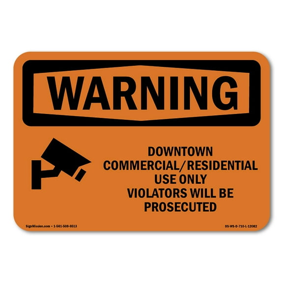 OSHA WARNING Sign - Downtown CommercialResidential With Symbol | Decal | Protect Your Business, Work Site, Warehouse & Shop Area | Made in the USA