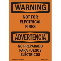 OSHA WARNING Sign - Not For Electrical Fires Bilingual | Plastic Sign | Protect Your Business, Construction Site, Warehouse & Shop Area | Made in the USA