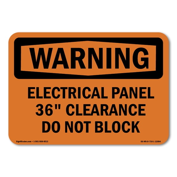 OSHA WARNING Sign - Electrical Panel 36 Clearance Do Not Block | Decal | Protect Your Business, Work Site, Warehouse & Shop Area | Made in the USA
