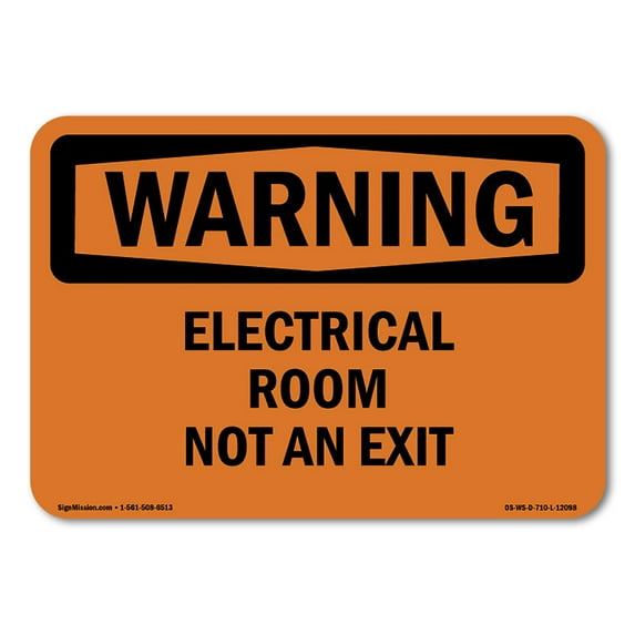 OSHA WARNING Sign - Electrical Room Not An Exit | Decal | Protect Your Business, Construction Site, Warehouse & Shop Area | Made in the USA