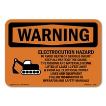 OSHA WARNING Sign - Electrocution Hazard Crane | Plastic Sign | Protect Your Business, Construction Site, Warehouse & Shop Area | Made in the USA