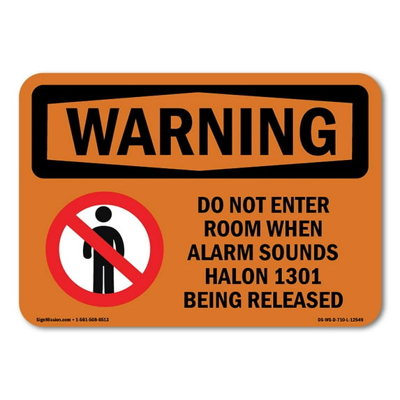 OSHA WARNING Sign - Do Not Enter Room When Alarm Sounds | Plastic Sign | Protect Your Business, Construction Site, Warehouse & Shop Area | Made in the USA