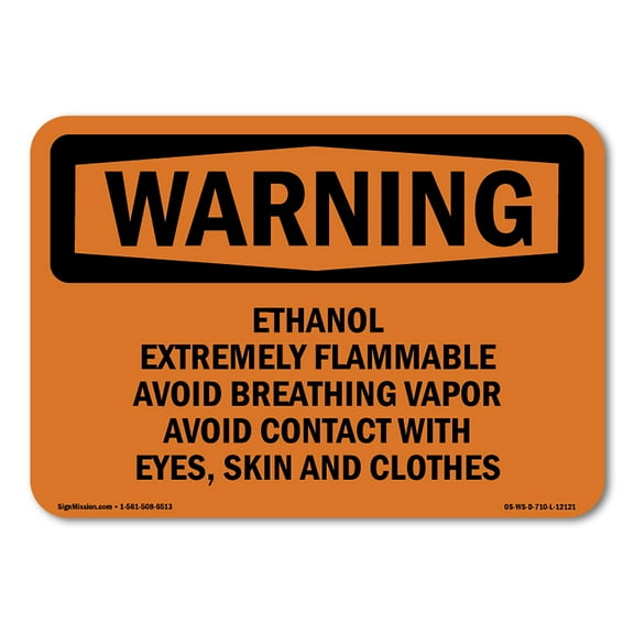 OSHA WARNING Sign - Ethanol Extremely Flammable Avoid Breathing | Plastic Sign | Protect Your Business, Work Site, Warehouse & Shop Area | Made in the USA