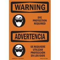 OSHA WARNING Sign - Eye Protection Required Bilingual | Plastic Sign | Protect Your Business, Construction Site, Warehouse & Shop Area | Made in the USA