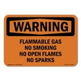 thumbnail image 1 of OSHA WARNING Sign - Flammable Gas No Smoking No Open Flames No Sparks | Decal | Protect Your Business, Work Site, Warehouse | Made in the USA, 1 of 5