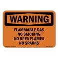 thumbnail image 1 of OSHA WARNING Sign - Flammable Gas No Smoking No Open Flames No Sparks | Plastic Sign | Protect Your Business, Work Site, Warehouse | Made in the USA, 1 of 5