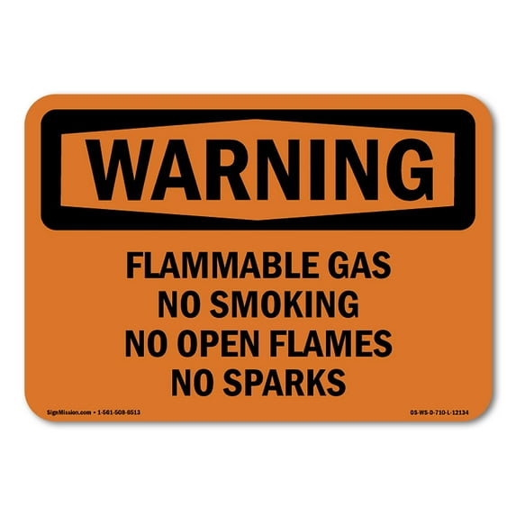 OSHA WARNING Sign - Flammable Gas No Smoking No Open Flames No Sparks | Plastic Sign | Protect Your Business, Work Site, Warehouse | Made in the USA